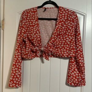 Front tie cropped top
